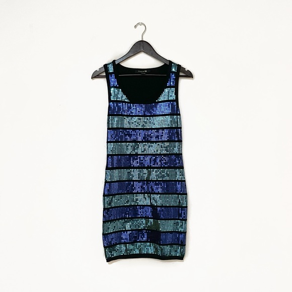 Forever21 Blue & Green Bodycon Sequins Dress - Picture 1 of 4
